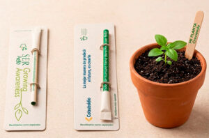 Bolígrafo germinable personalizado para regalos corporativos ecológicos.