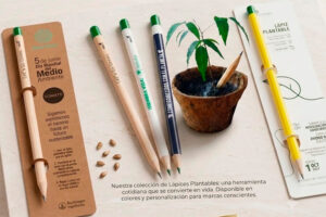 Lápiz germinable con semillas, un regalo corporativo ecológico personalizado para empresas.